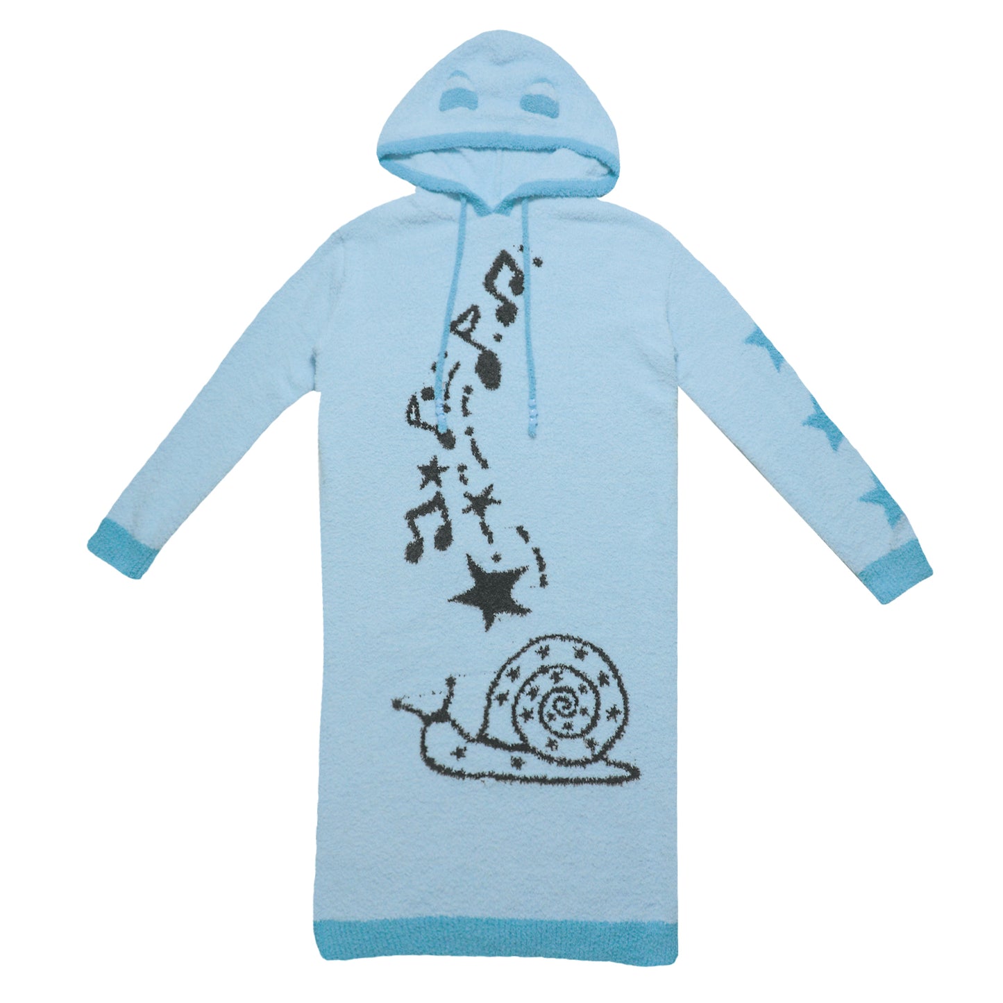 Musical Note & Snail Antennae Hooded Knit Maxi Dress