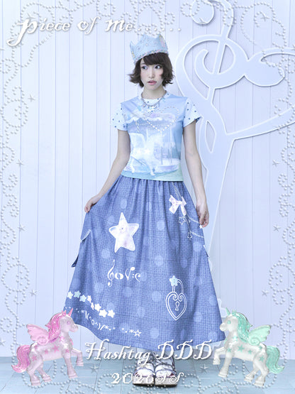 Unicorn Carousel Rhinestone Patchwork Short Sleeve Tee