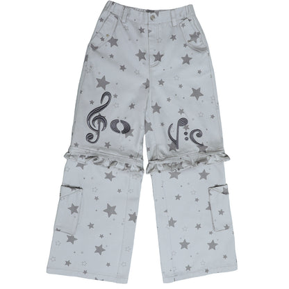 Music Note & Star 2-in-1 Cargo Wide Leg Pants