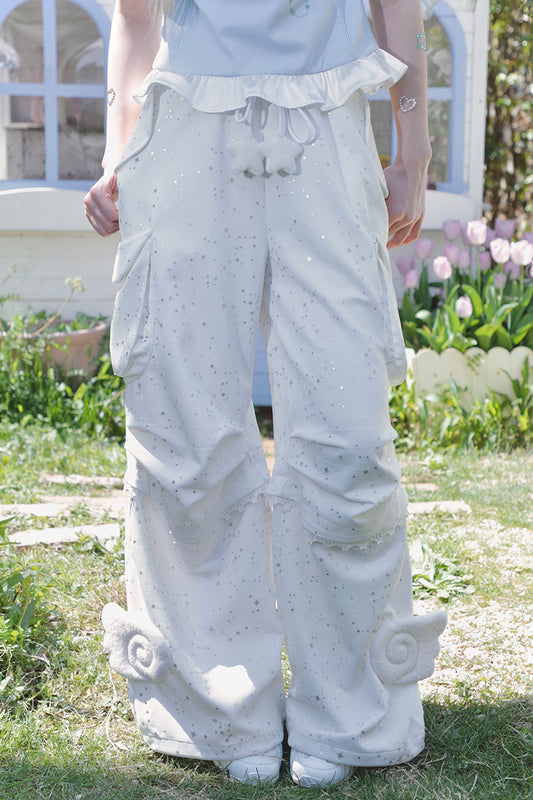 Angel wing paratrooper straight tube workwear pants
