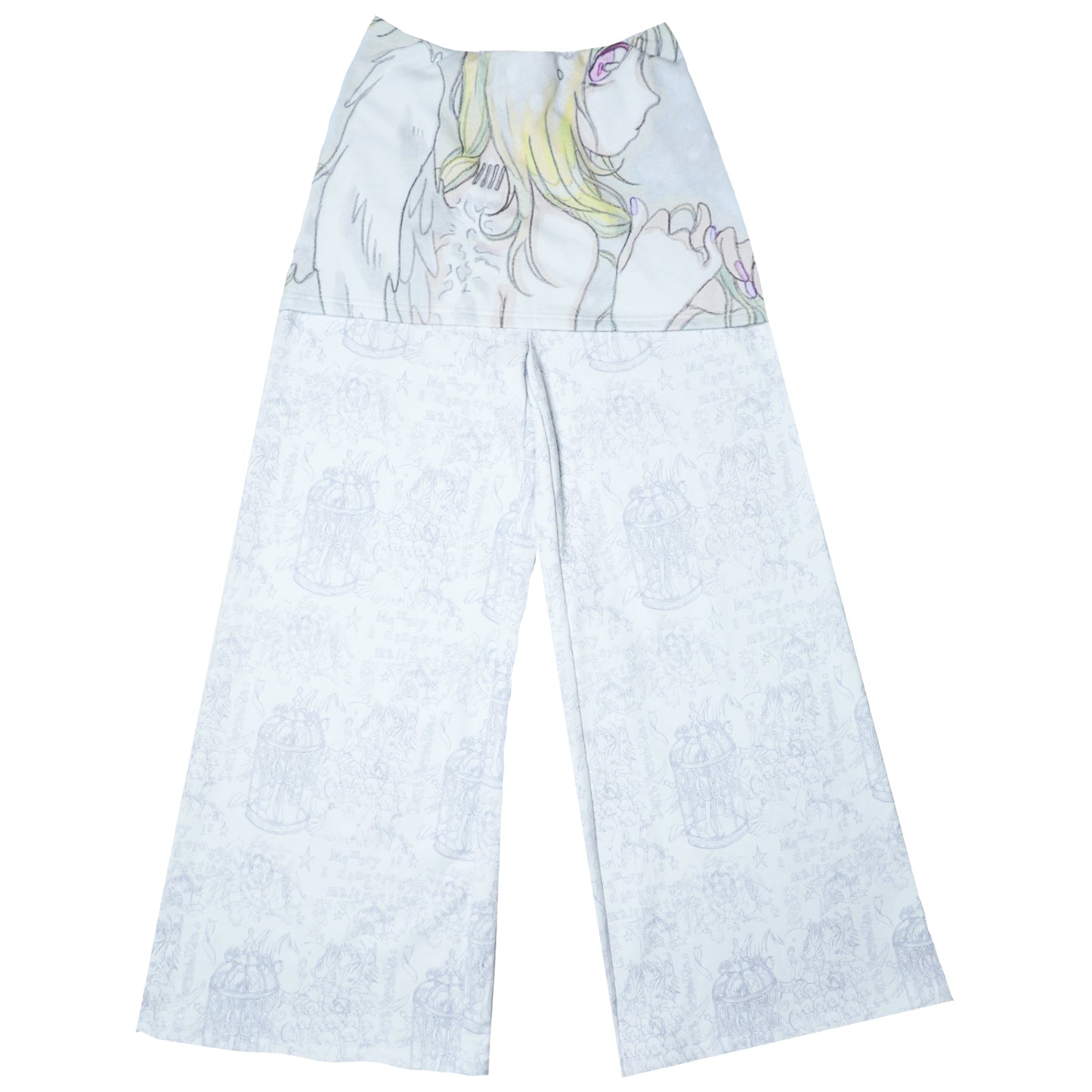 oliwabiu co-branded angel fake two-piece sweatpants