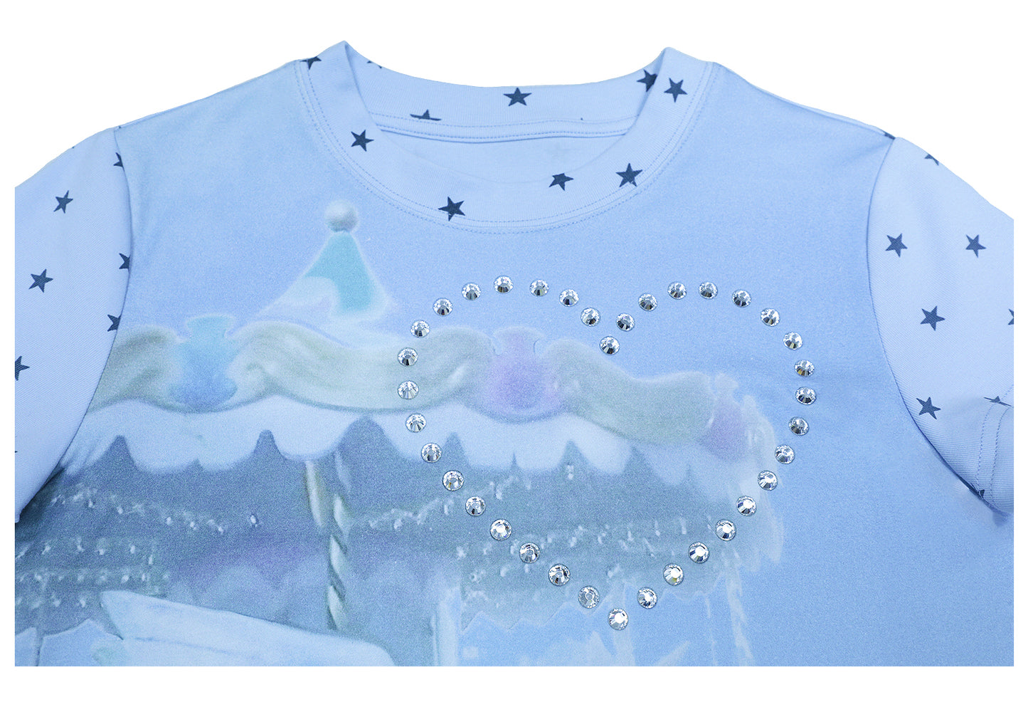 Unicorn Carousel Rhinestone Patchwork Short Sleeve Tee