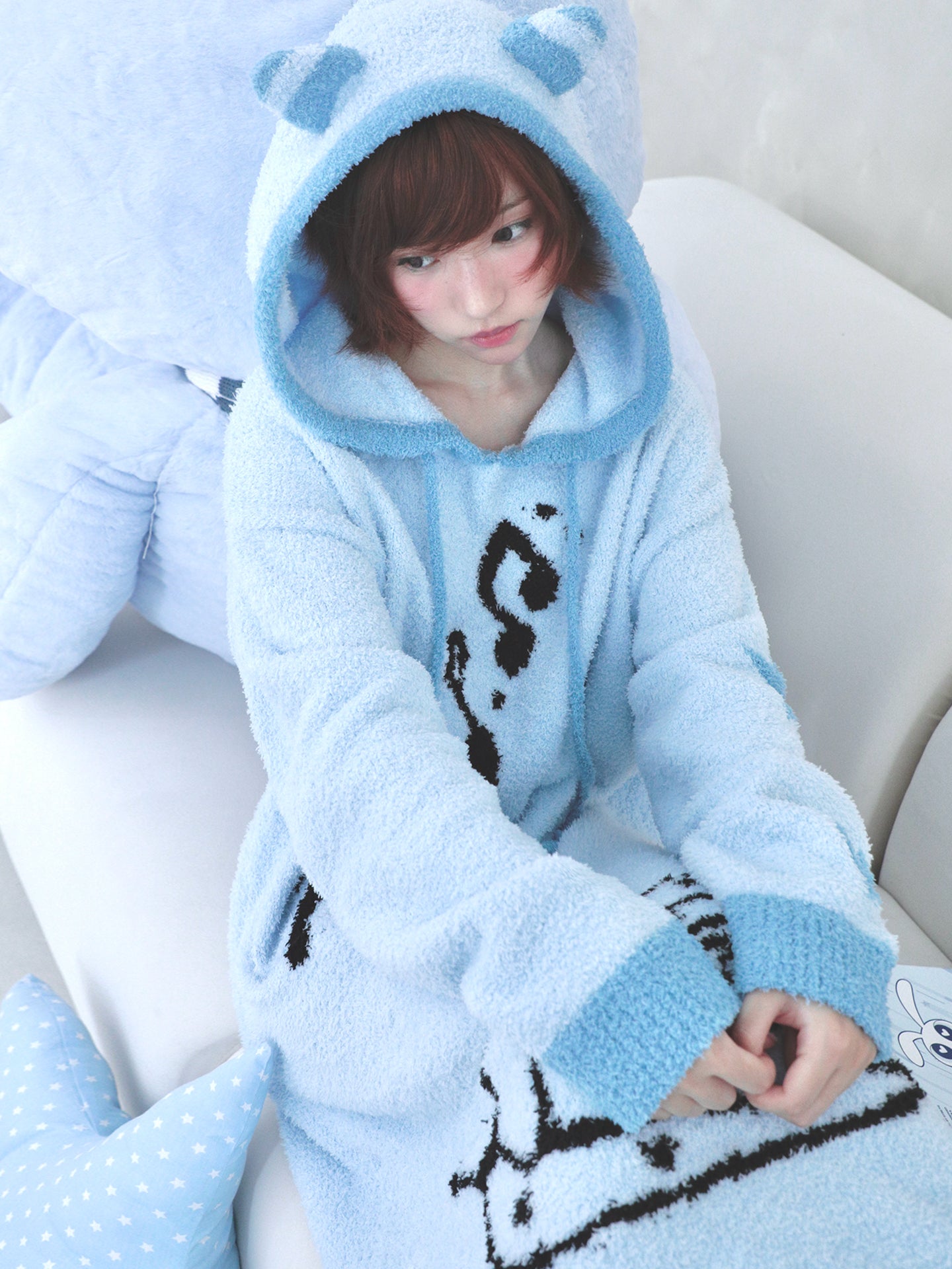 Musical Note & Snail Antennae Hooded Knit Maxi Dress