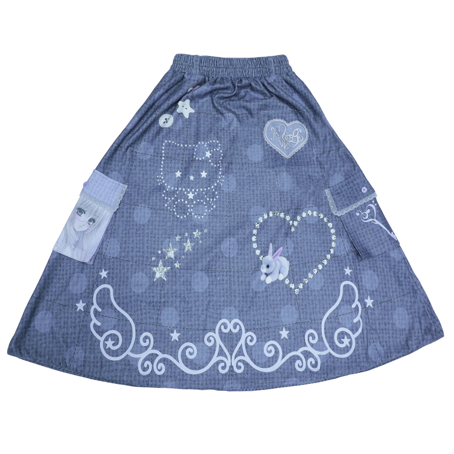 Reversible Faux Linen Polka Dot A-Line Maxi Skirt