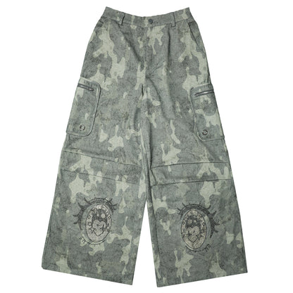 Cartoon-Eye Rhinestone Paratrooper Pants