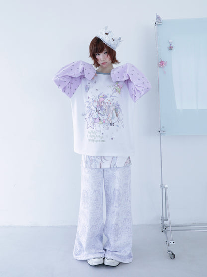 oliwabiu co-branded angel fake two-piece sweatpants