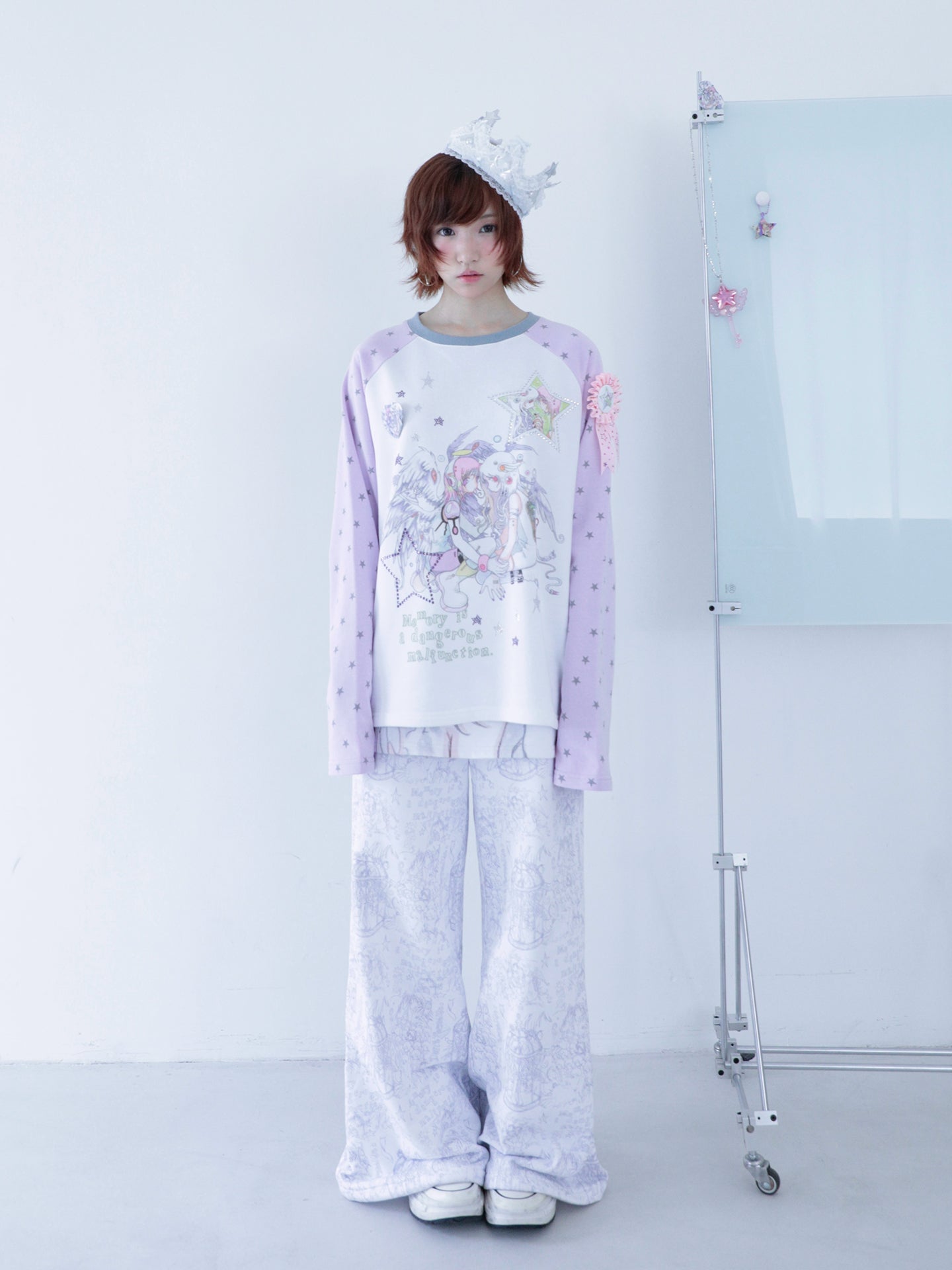 oliwabiu co-branded angel fake two-piece sweatpants