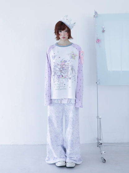 oliwabiu co-branded angel fake two-piece sweatpants