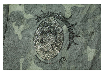 Cartoon-Eye Rhinestone Paratrooper Pants