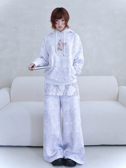 oliwabiu co-branded angel fake two-piece sweatpants