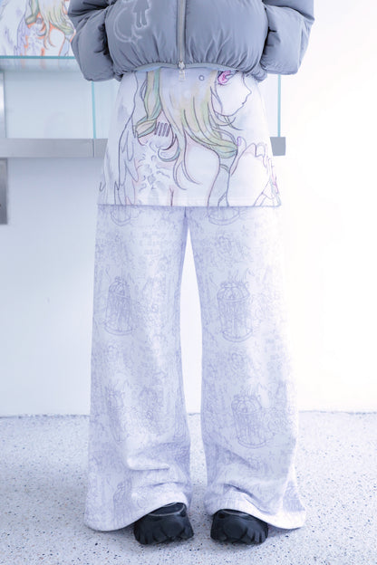 oliwabiu co-branded angel fake two-piece sweatpants