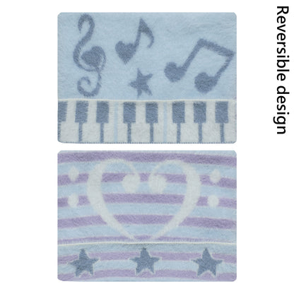 Reversible Music Note & Star Stripe Knit Hat with Cat Ears