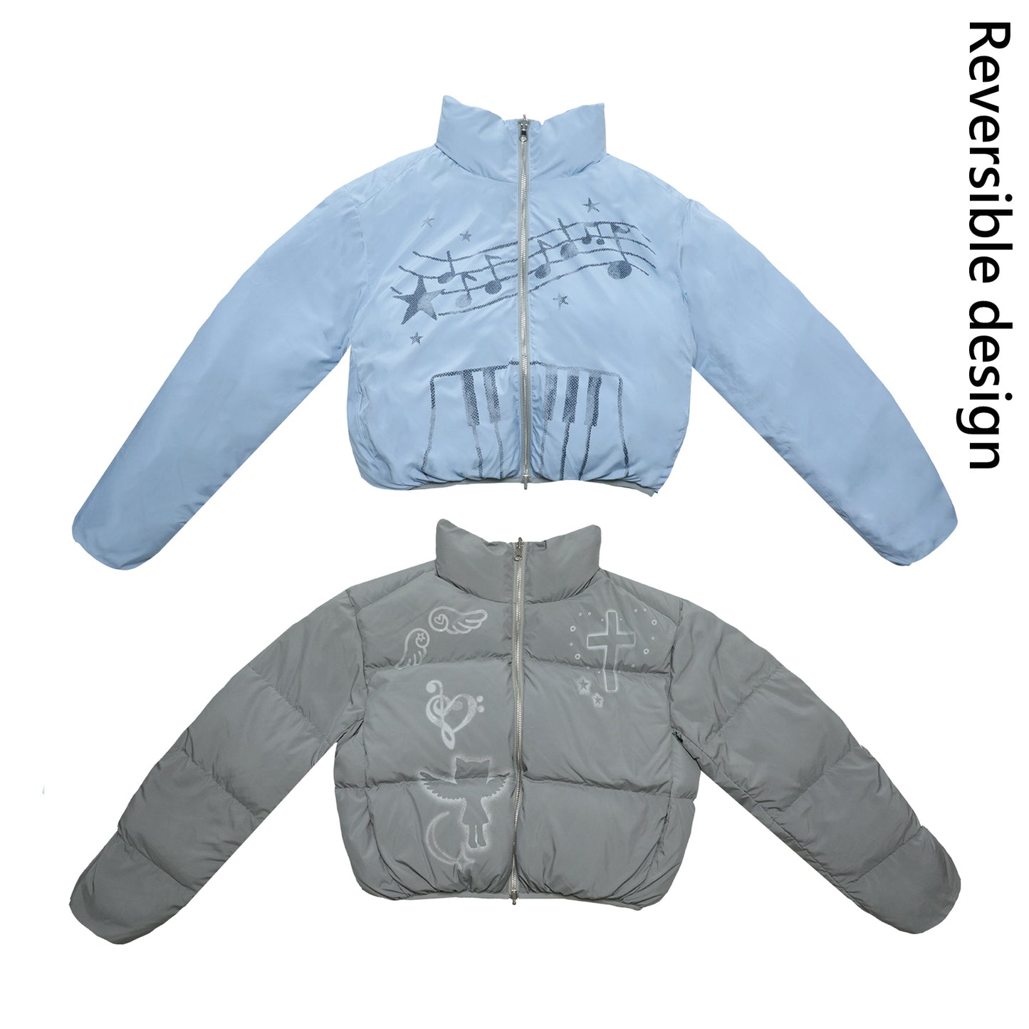 Reversible Short-Length Stand Collar Puffer Jacket