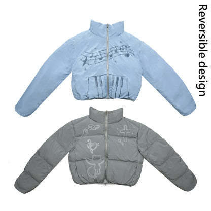 Reversible Short-Length Stand Collar Puffer Jacket