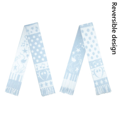 Faux Mink Fur Reversible Fringe Scarf