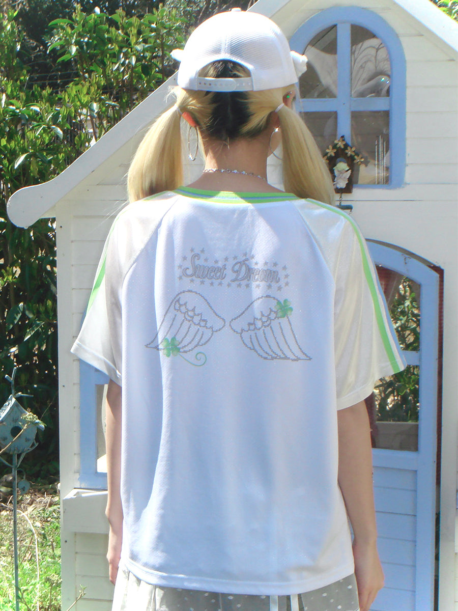 oliwabiu co-branded Patchwork Star Embroidery Short Sleeve