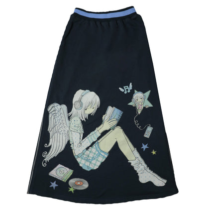 oooctopus co-branded Side-Zip Sweatshirt Long Skirt-navy