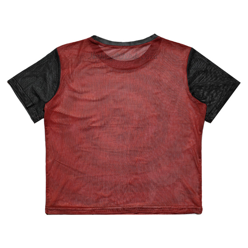 oliwabiu co-branded KillAngel  Short sleeved mesh T-shirt red colour