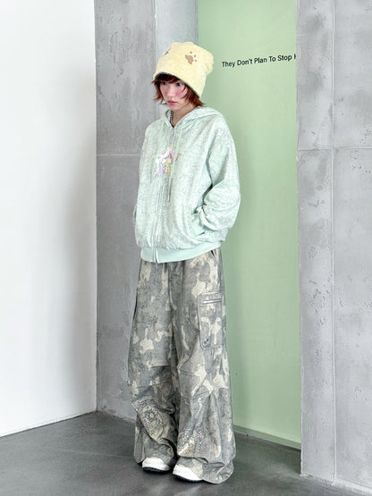 Cartoon-Eye Rhinestone Paratrooper Pants