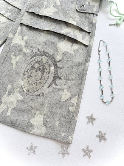 Cartoon-Eye Rhinestone Paratrooper Pants