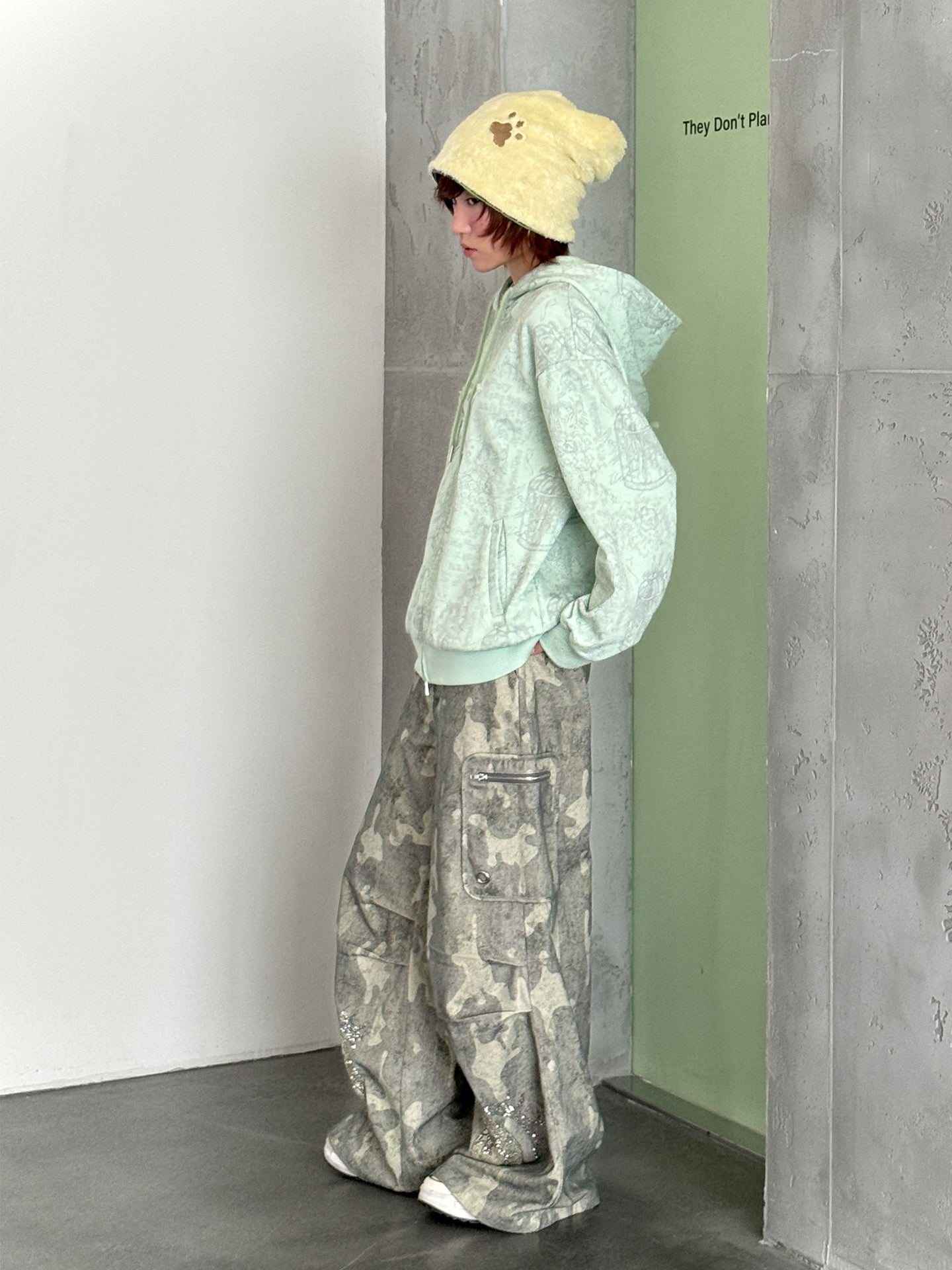 Cartoon-Eye Rhinestone Paratrooper Pants