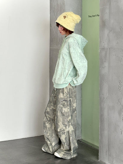 Cartoon-Eye Rhinestone Paratrooper Pants