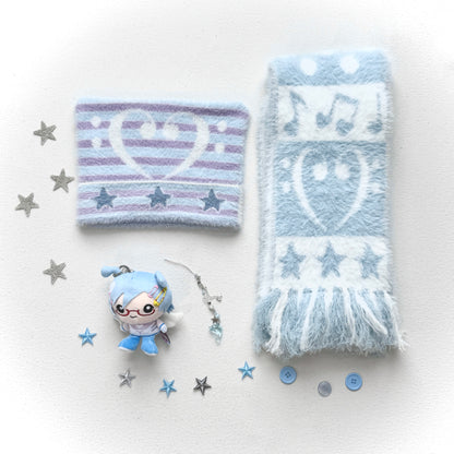 Reversible Music Note & Star Stripe Knit Hat with Cat Ears