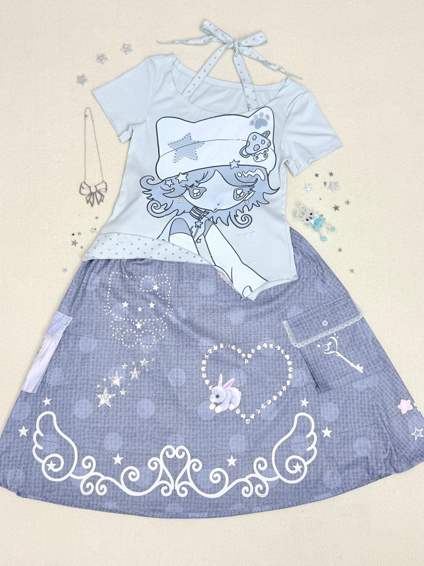 Reversible Faux Linen Polka Dot A-Line Maxi Skirt