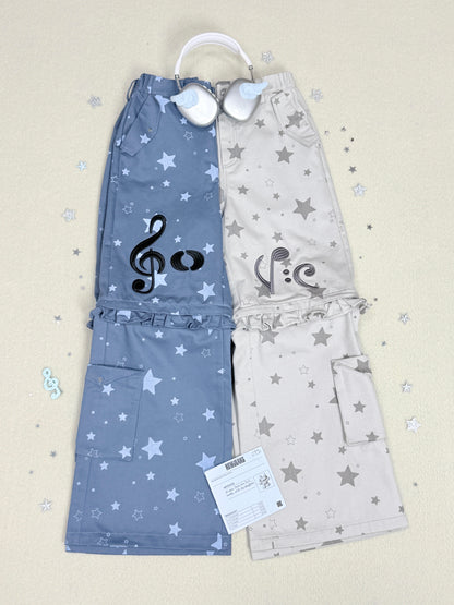 Music Note & Star 2-in-1 Cargo Wide Leg Pants