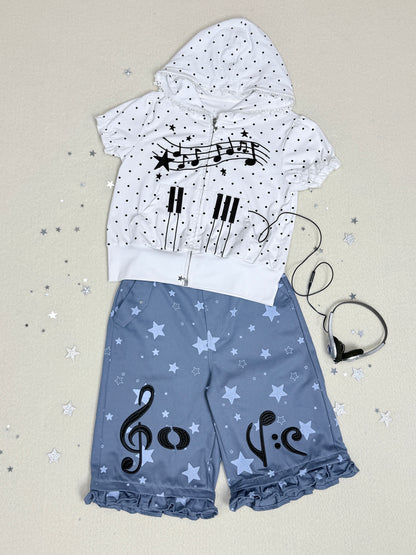 Music Note & Star 2-in-1 Cargo Wide Leg Pants