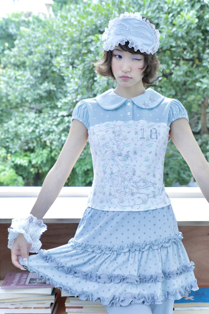 sunonebird co-branded Peter Pan Collar Puff Short Sleeve Tee