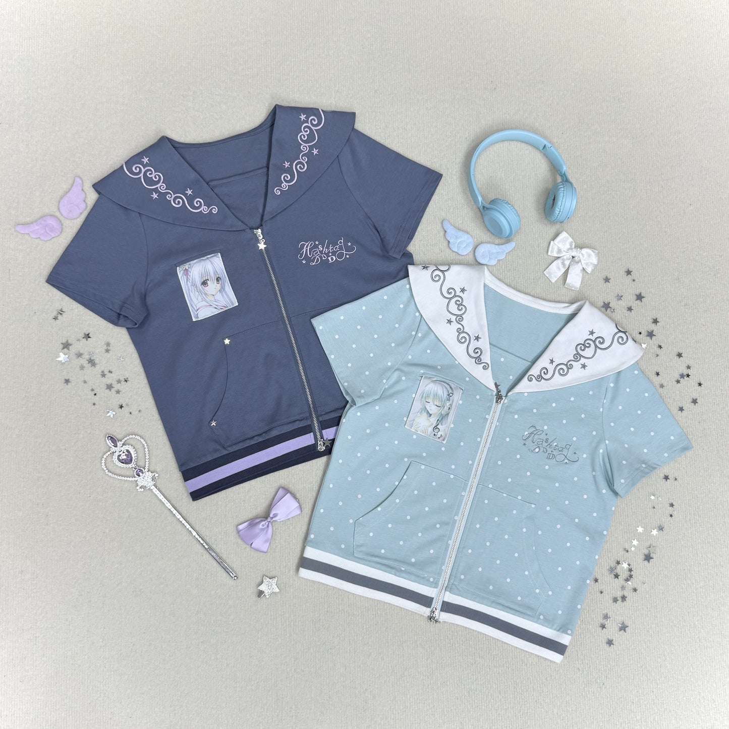Sailor Style Short Sleeve Cardigan (2 Colors)