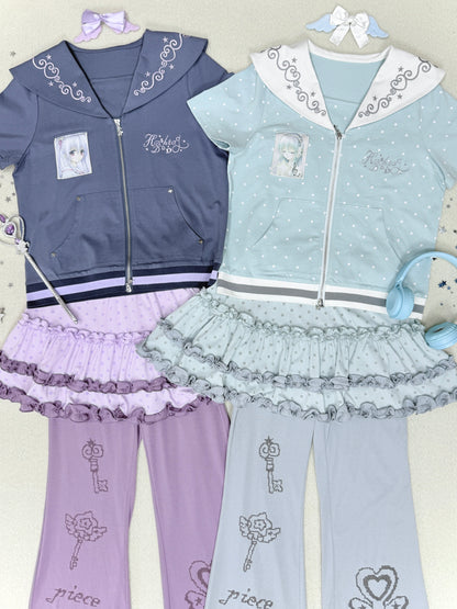 Sailor Style Short Sleeve Cardigan (2 Colors)