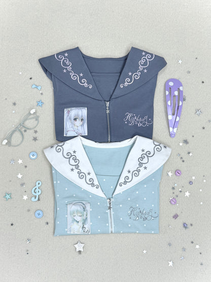 Sailor Style Short Sleeve Cardigan (2 Colors)