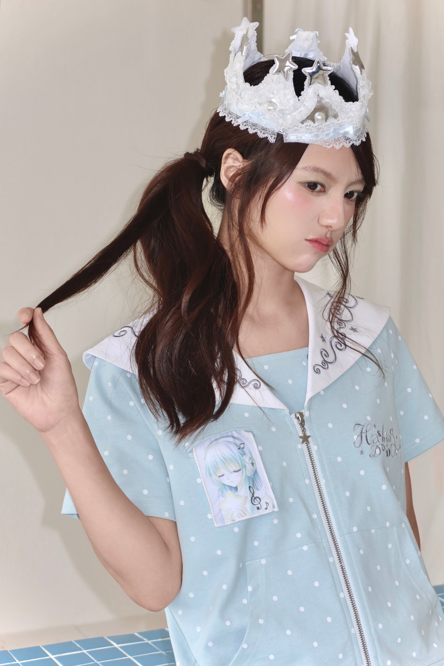Sailor Style Short Sleeve Cardigan (2 Colors)