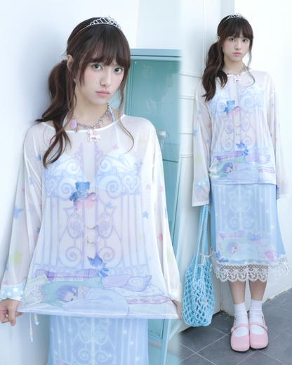 congming co-branded Reversible Mesh Long Sleeve Cover-up Tee