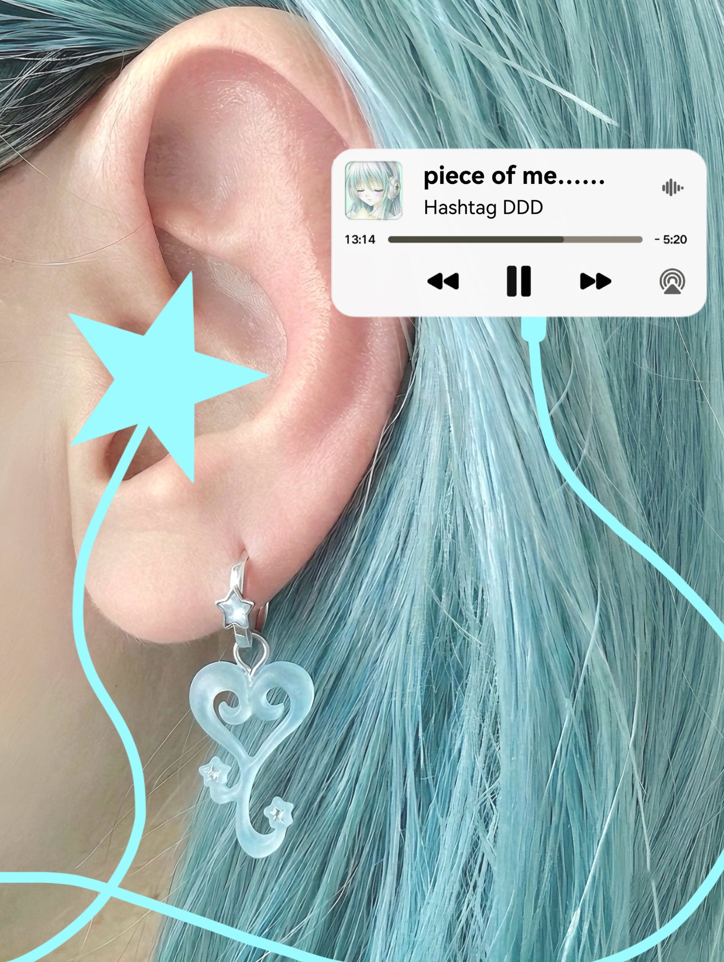 Unicorn Little House Heart Necklace & Earrings