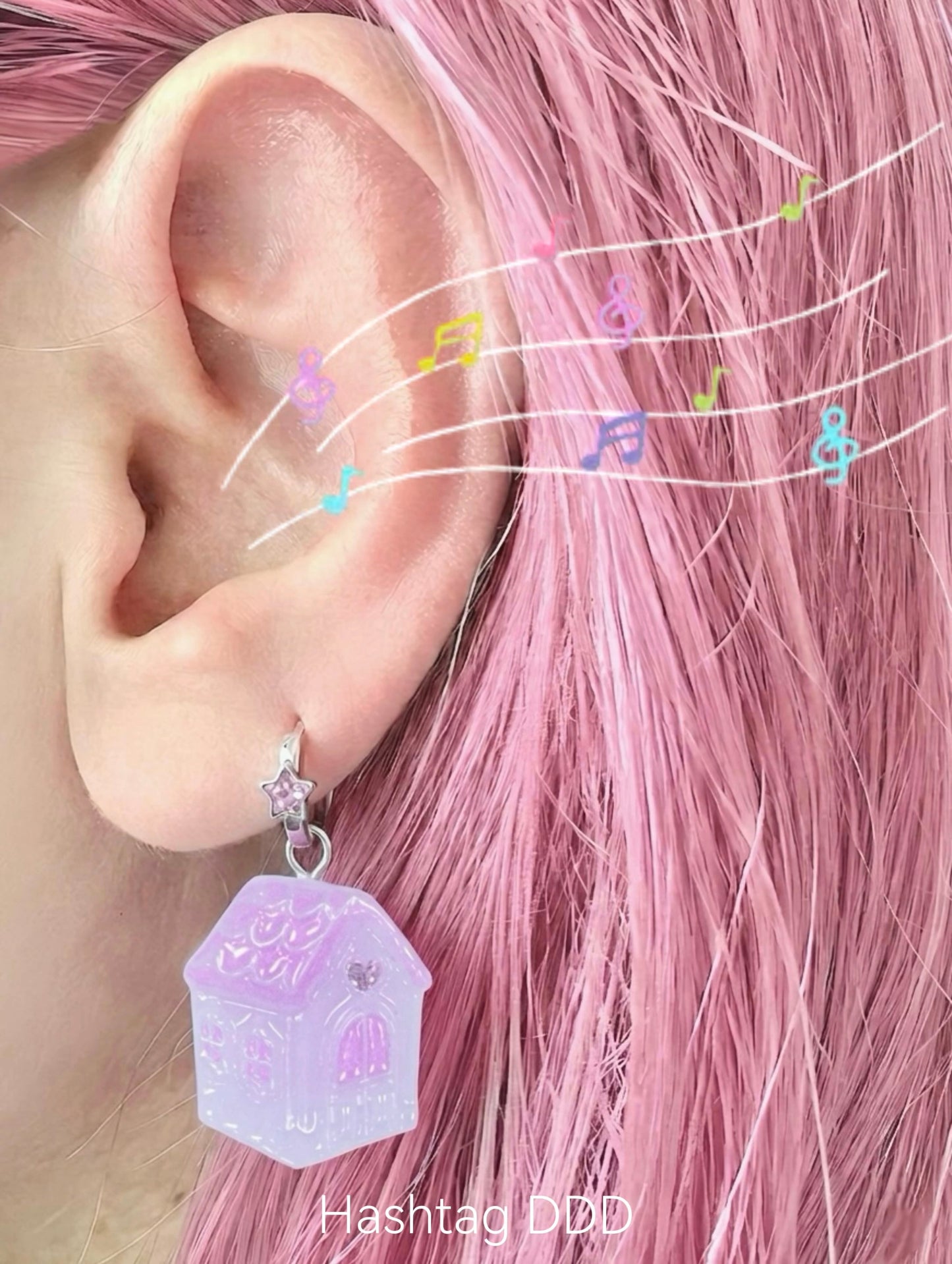 Unicorn Little House Heart Necklace & Earrings
