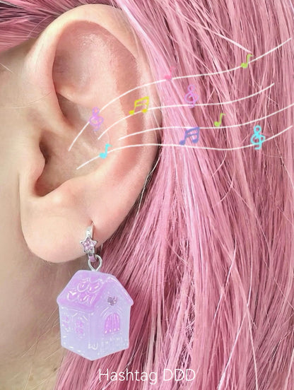 Unicorn Little House Heart Necklace & Earrings