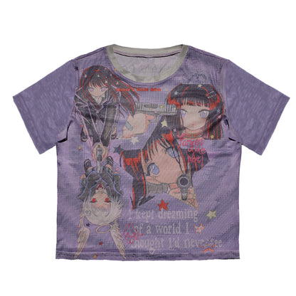 oliwabiu co-branded KillAngel  Short sleeved mesh T-shirt purple colour