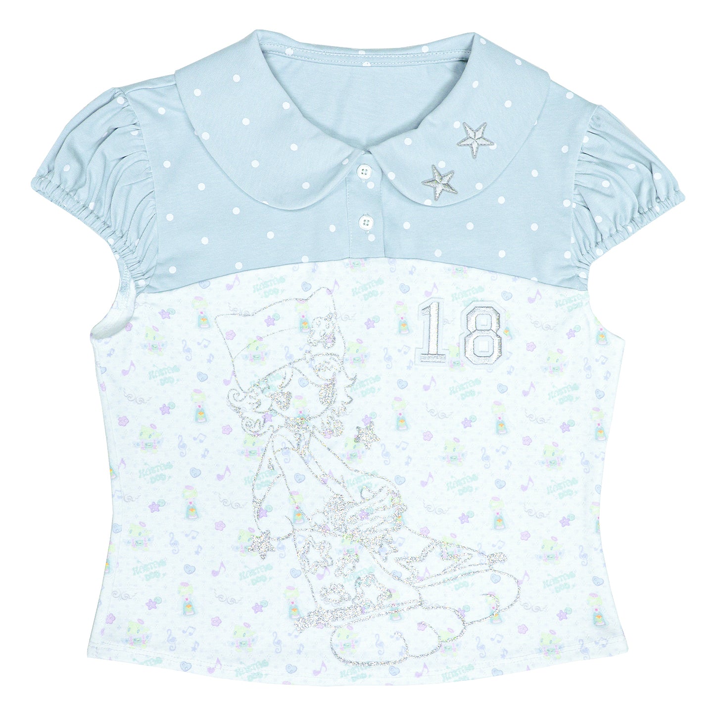 sunonebird co-branded Peter Pan Collar Puff Short Sleeve Tee