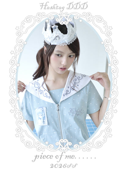 Sailor Style Short Sleeve Cardigan (2 Colors)