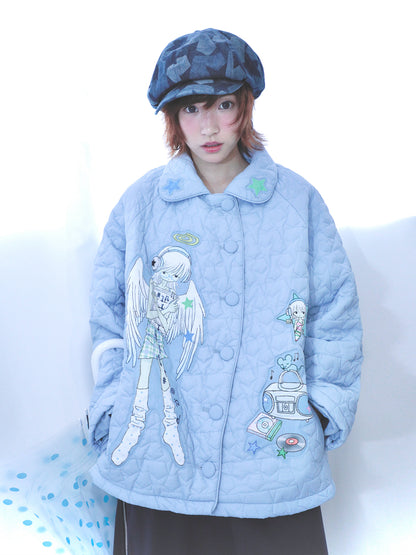 oooctopus co-branded Star-Patterned Quilted Puffer Coat