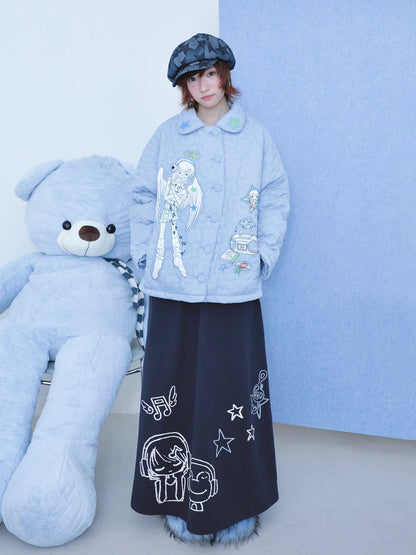 oooctopus co-branded Star-Patterned Quilted Puffer Coat