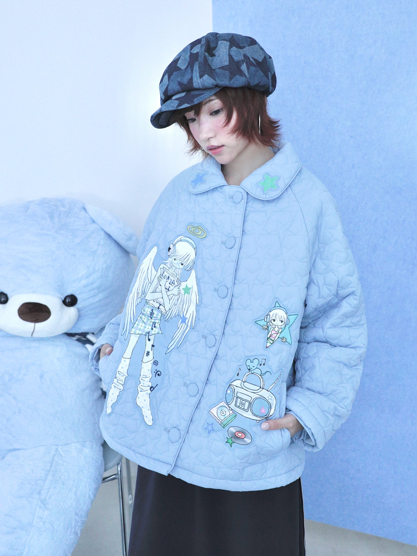 oooctopus co-branded Star-Patterned Quilted Puffer Coat