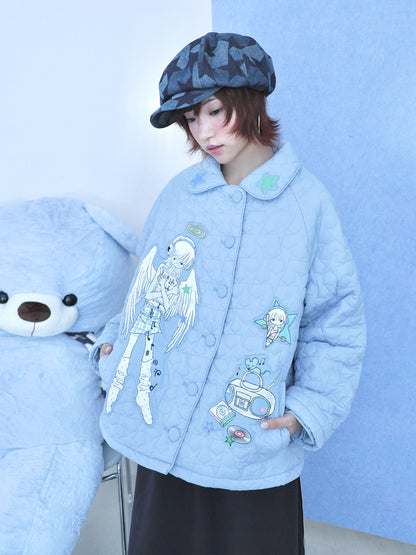 oooctopus co-branded Star-Patterned Quilted Puffer Coat