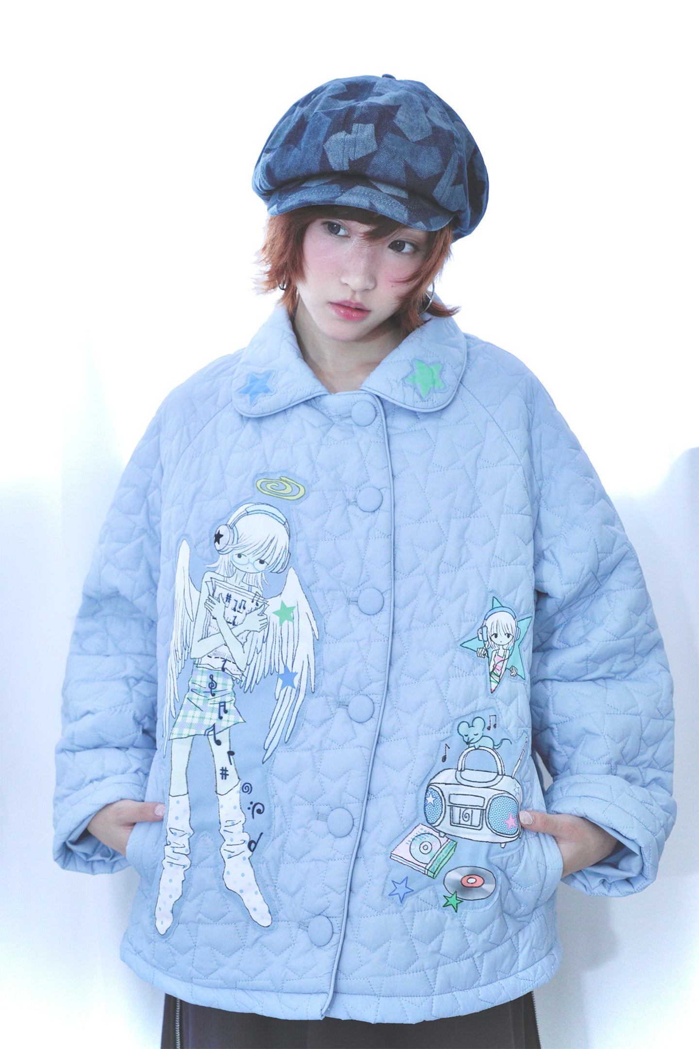 oooctopus co-branded Star-Patterned Quilted Puffer Coat