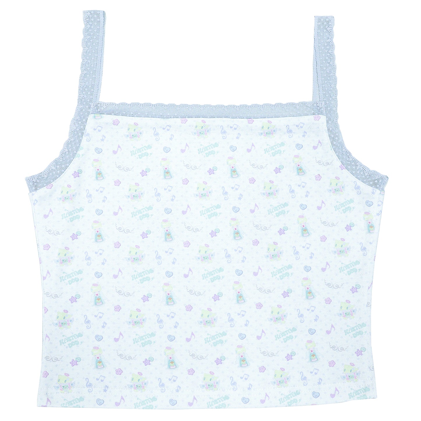 sunonebird co-branded Cartoon Eye Rhinestone Lace Camisole Top