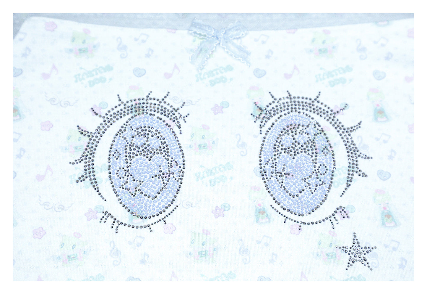 sunonebird co-branded Cartoon Eye Rhinestone Lace Camisole Top