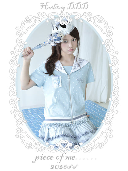 Sailor Style Short Sleeve Cardigan (2 Colors)